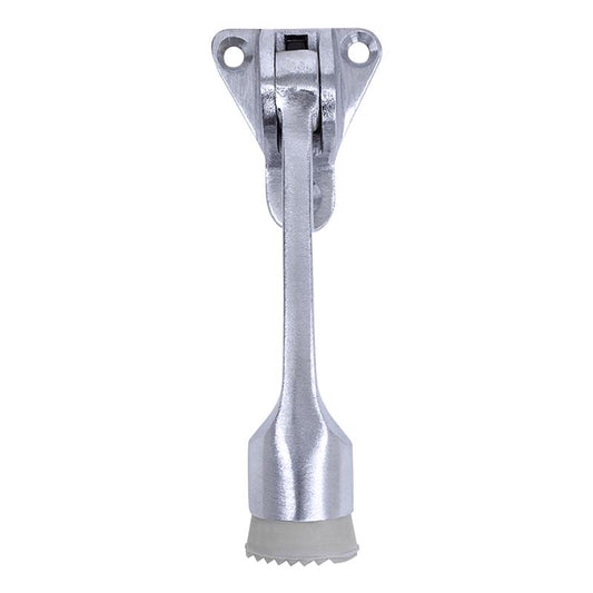 Tell 1 in. L Aluminum Satin Chrome Silver Kick-Down Door Holder Mounts to door
