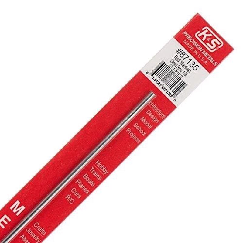K&S 1/8 in. D X 12 in. L Stainless Steel Unthreaded Rod