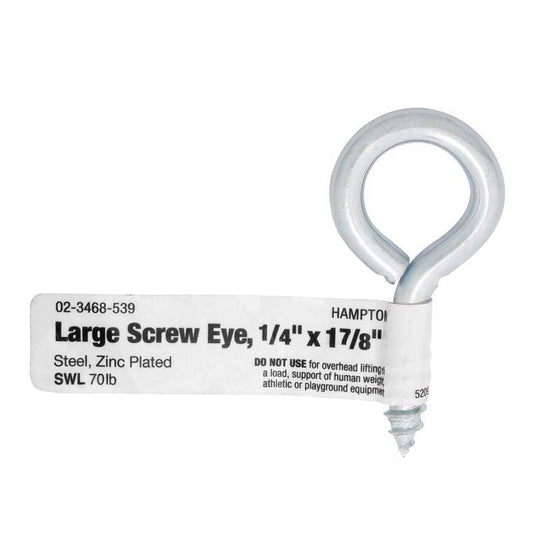 Hampton 1/4 in. D X 1-7/8 in. L Zinc-Plated Steel Screw Eye 70 lb. cap. 50 pk