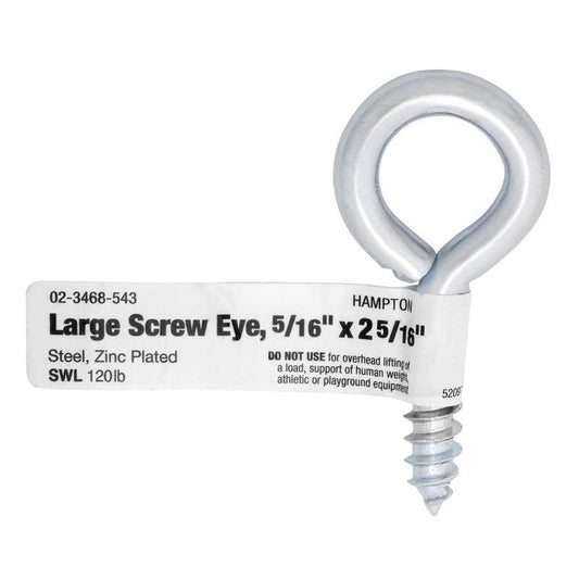 Hampton 9/32 in. D X 2-13/16 in. L Zinc-Plated Steel Screw Eye 120 lb. cap. 50 pk