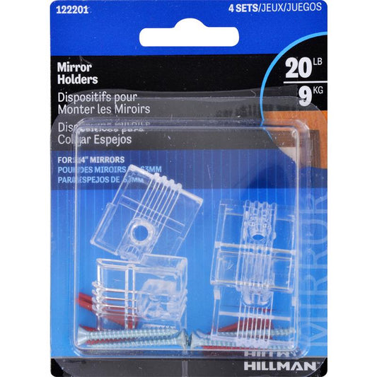 HILLMAN Plastic Coated Heavy Duty Mirror Holder Kit 20 lb 1 pk
