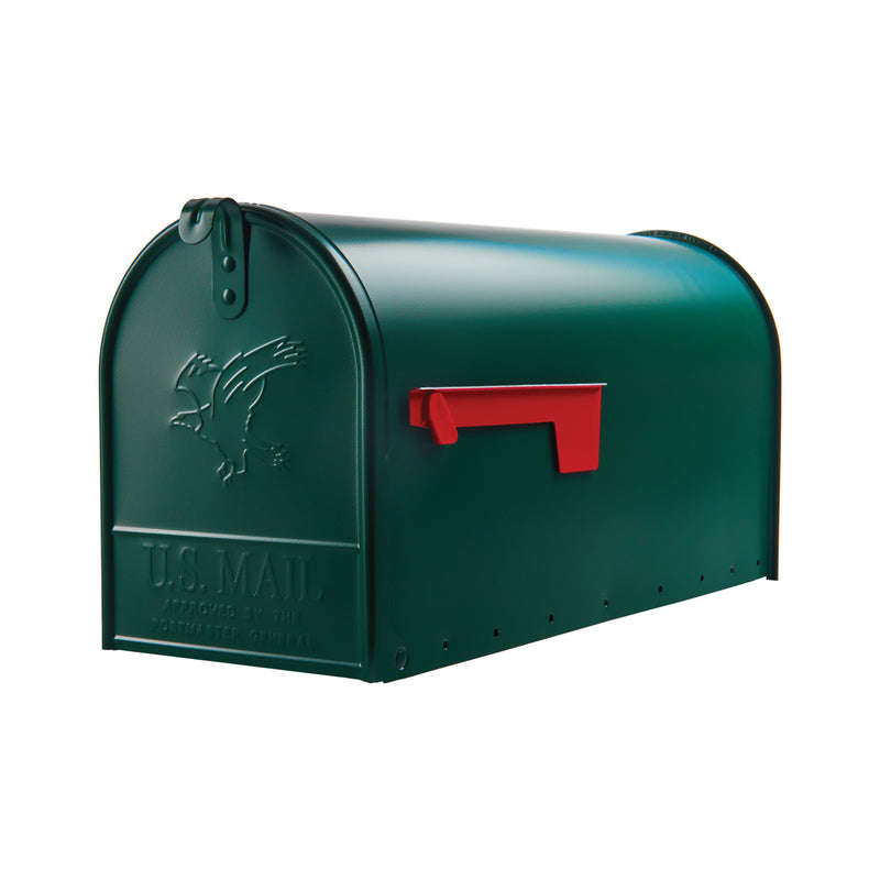 Architectural Mailboxes Elite Classic Galvanized Steel Post Mount Green Mailbox