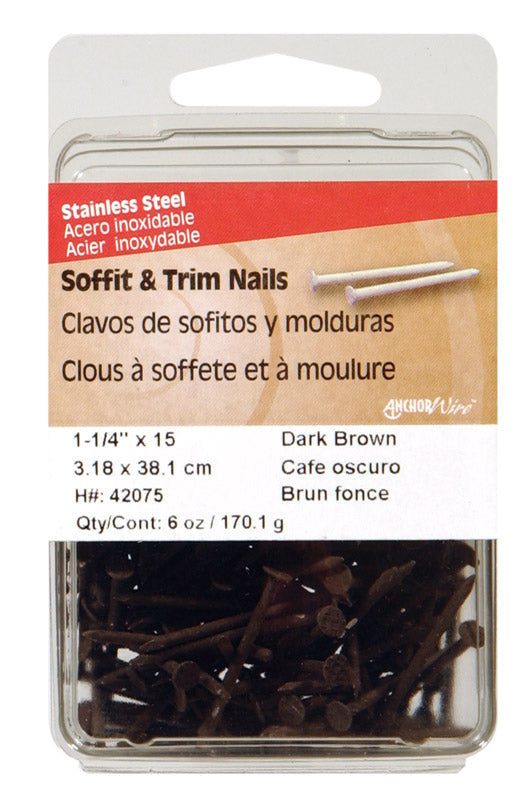 HILLMAN 1-1/4 in. Soffit and Trim Stainless Steel Nail Flat Head