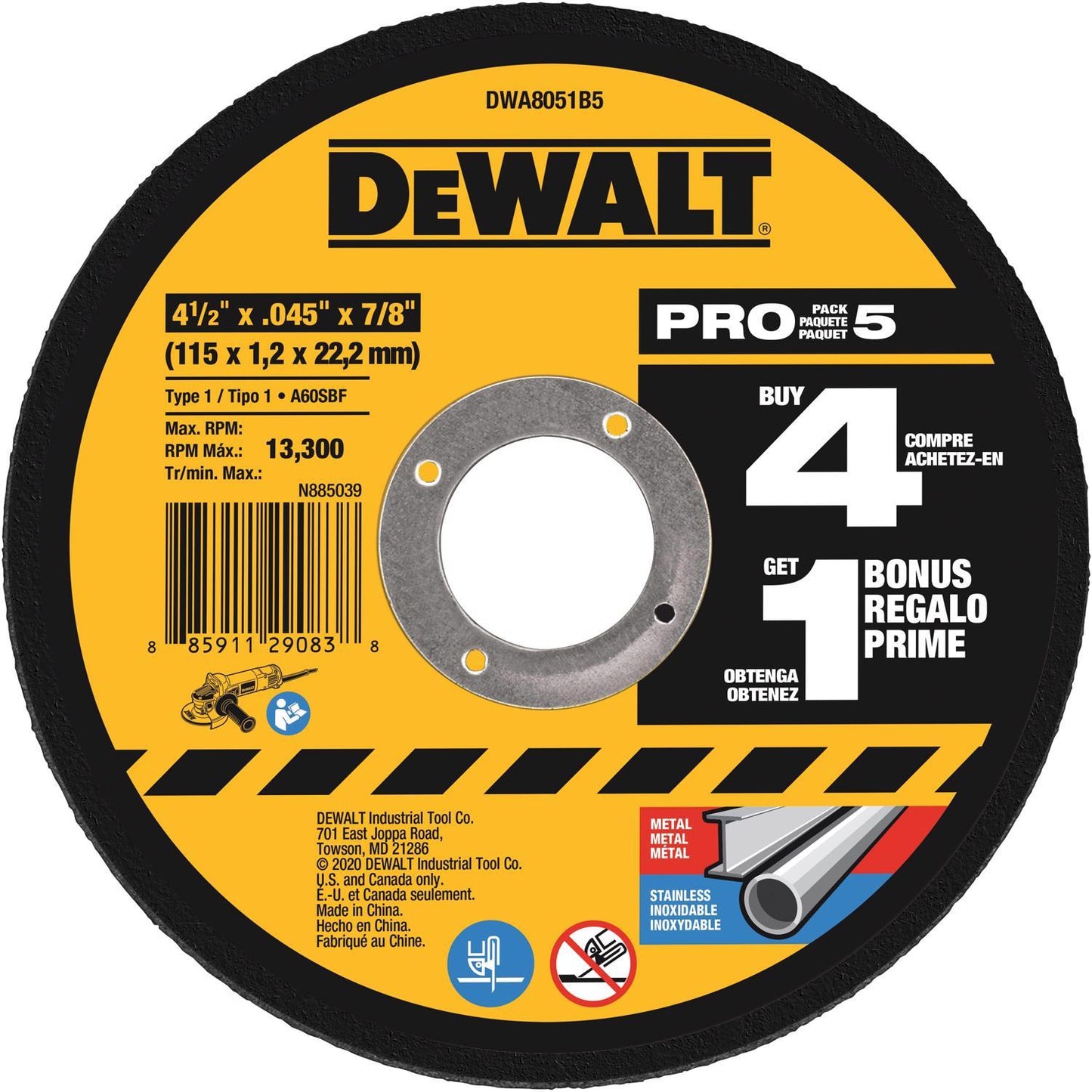 MTL CUTWHL 4.5"X.045 5PK