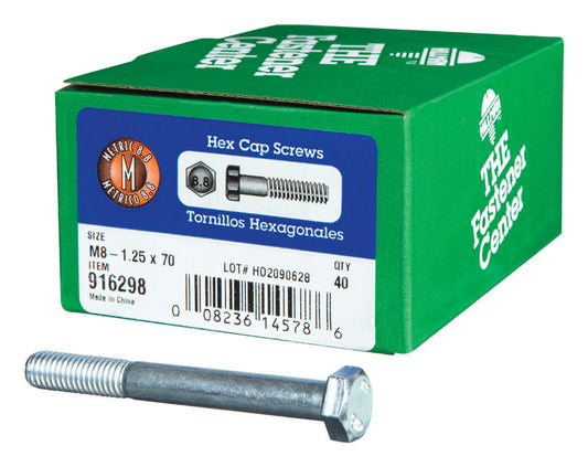 HILLMAN M8-1.25 mm D X 70 mm L Heat Treated Steel Hex Head Cap Screw 1 pk