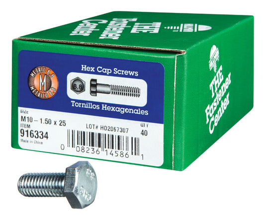 HILLMAN M10-1.50 mm D X 25 mm L Heat Treated Steel Hex Head Cap Screw 1 pk