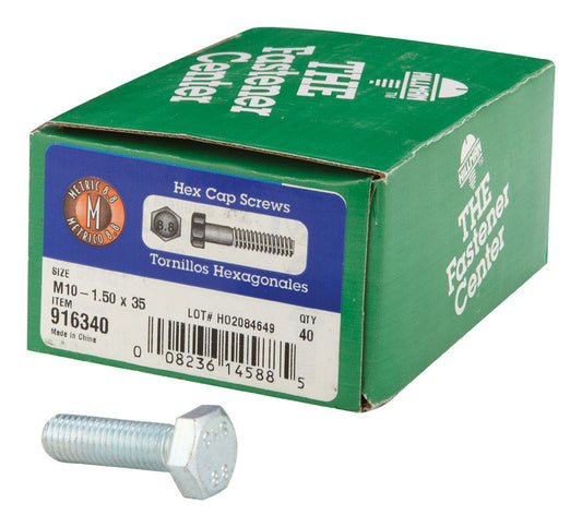 HILLMAN M10-1.50 mm D X 35 mm L Heat Treated Steel Hex Head Cap Screw 40 pk