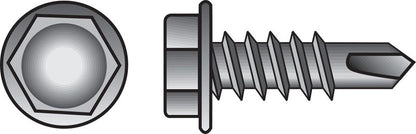 HILLMAN No. 10 Ga. X 2 in. L Hex Hex Washer Head Sheet Metal Screws 100 pk