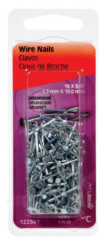 HILLMAN 3/4 in. Wire Electro-Galvanized Steel Nail Flat Head