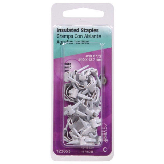 HILLMAN No. 10 X 1/2 in. W X 1/2 in. L White Steel Wire Staples 10 Ga. 15 pk 0 lb