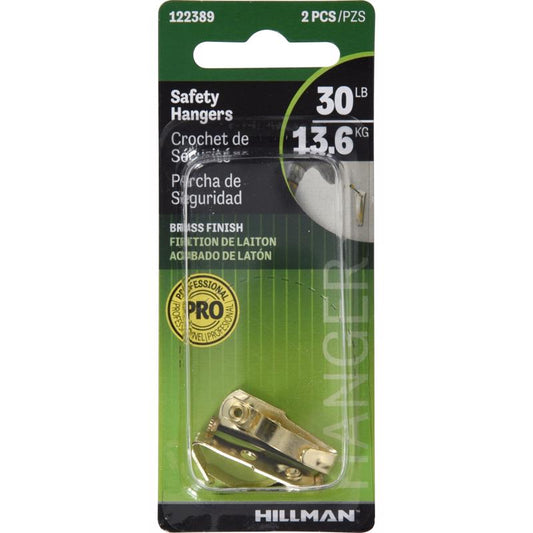 HILLMAN Anchor Wire Brass-Plated Gold Safety Picture Hanger 30 lb 2 pk