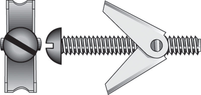 HILLMAN 1/4 in. D X 4 in. L Round Zinc-Plated Steel Toggle Bolt 1 pk