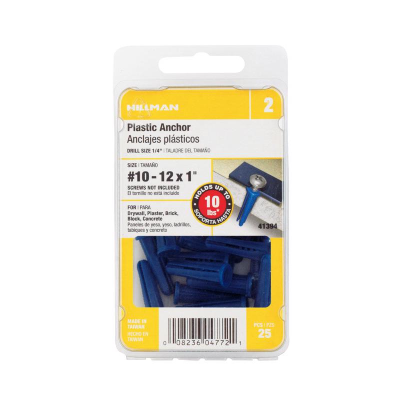 HILLMAN 0.4 in. D X 1 in. L Plastic Flat Head Conical Anchor 25 pk