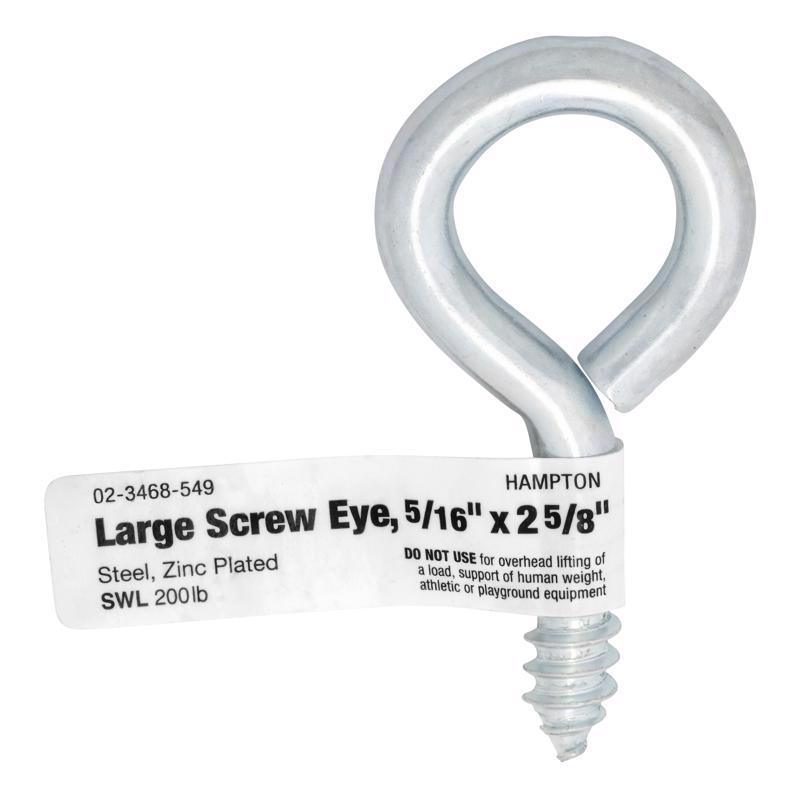 Hampton 11/32 in. D X 2-5/8 in. L Zinc-Plated Steel Screw Eye 200 lb. cap. 1 pk