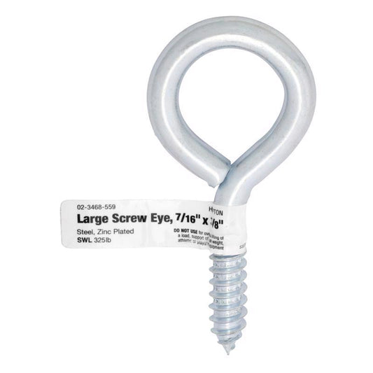 Hampton 7/16 in. D X 3-7/8 in. L Zinc-Plated Steel Screw Eye 325 lb. cap. 10 pk