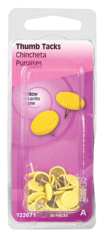HILLMAN 5/16 in. L Yellow Steel Thumb Tacks 1 pk