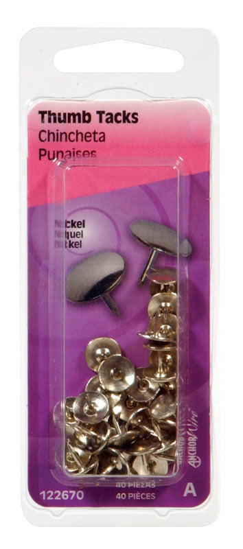 HILLMAN 5/16 in. L Silver Steel Thumb Tacks 40 pk