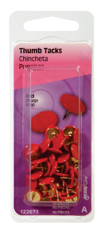 HILLMAN 5/16 in. L Red Steel Thumb Tacks 40 pk