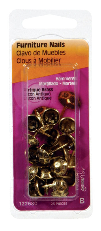 HILLMAN No. 9 Size Antique Brass Brass Furniture Nails 1 pk
