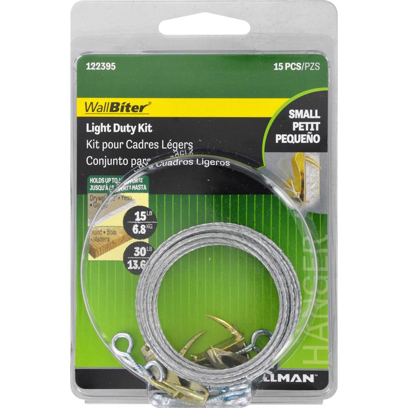 HILLMAN WallBiter Brass-Plated Silver Light Duty Picture Hanging Kit 30 lb. cap. 15 pc