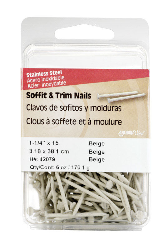 HILLMAN 1-1/4 in. Soffit and Trim Stainless Steel Nail Flat Head 6 oz