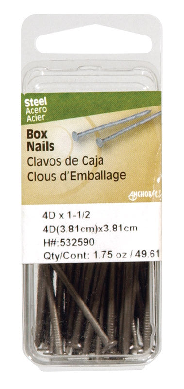 HILLMAN 3D 1-1/4 in. Box Bright Steel Nail Flat Head
