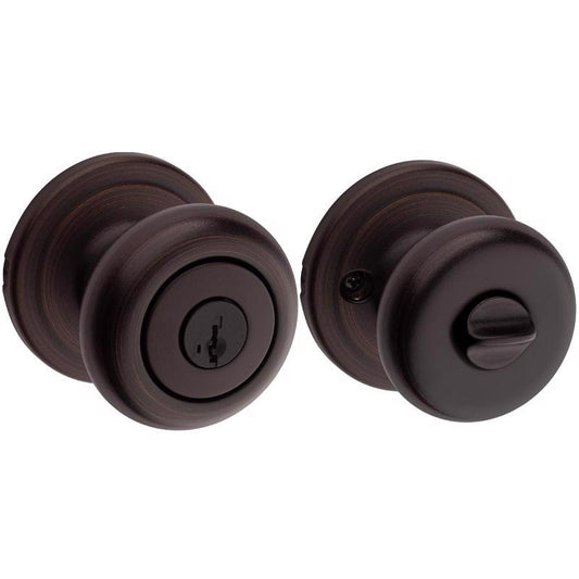 Kwikset SmartKey Juno Venetian Bronze Entry Door Knob KW1 1-3/4 in.