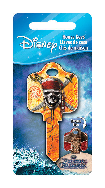 HILLMAN Disney Skull and Swords House Key Blank 68 Double For Schlage Locks Orange