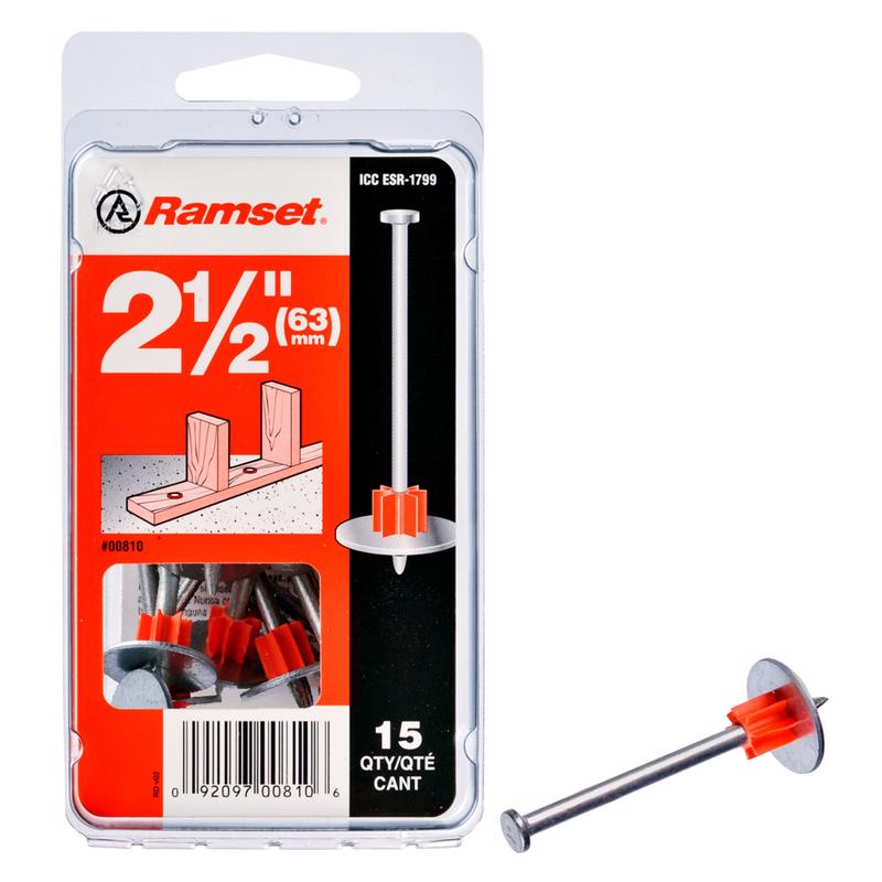 Ramset .3 in. D X 2-1/2 in. L Steel Flat Head Drive Pin with Washer 15 pk