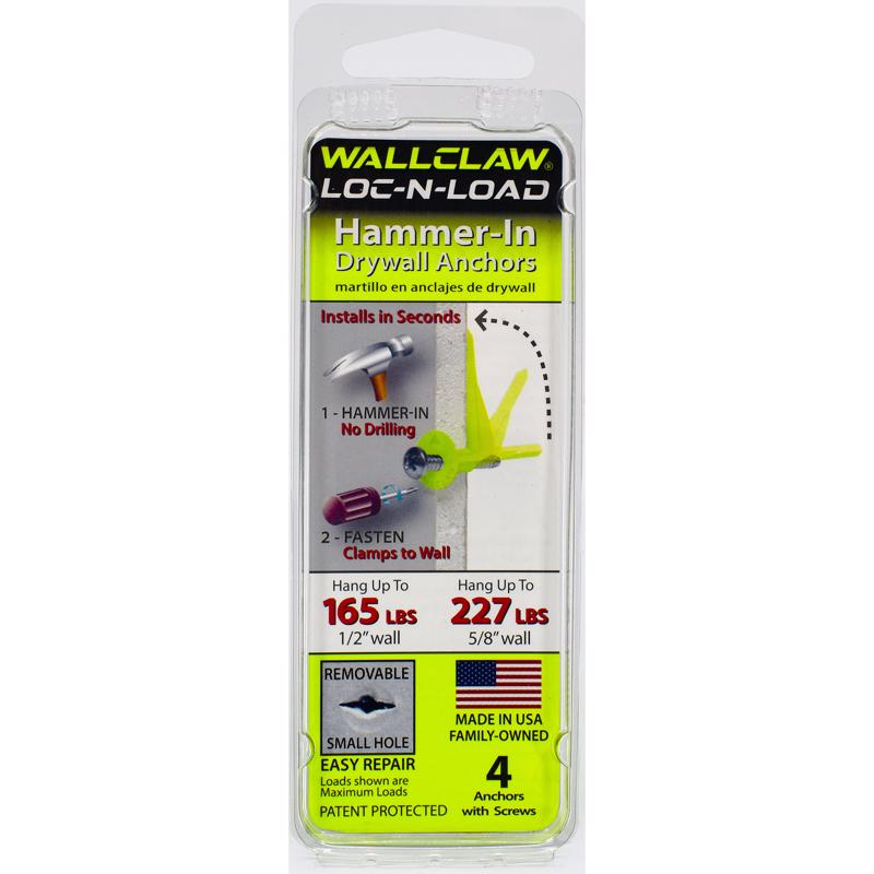 WallClaw Anchors LOC-N-LOAD .25 in. D X 2 in. L Plastic/Steel Pan Head Wallboard Anchors 4 pk