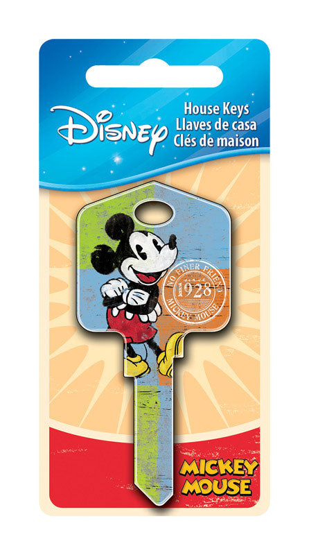 HILLMAN Disney Mickey Mouse House Key Blank 66/97 Single For Kwikset and Titan Locks Multicolored