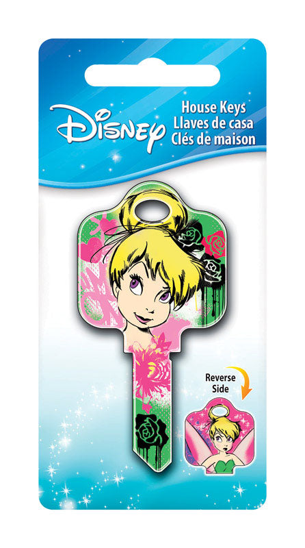 HILLMAN Disney Tinkerbell Fairy with Roses House Key Blank 68 Single For Schlage Locks Multicolored