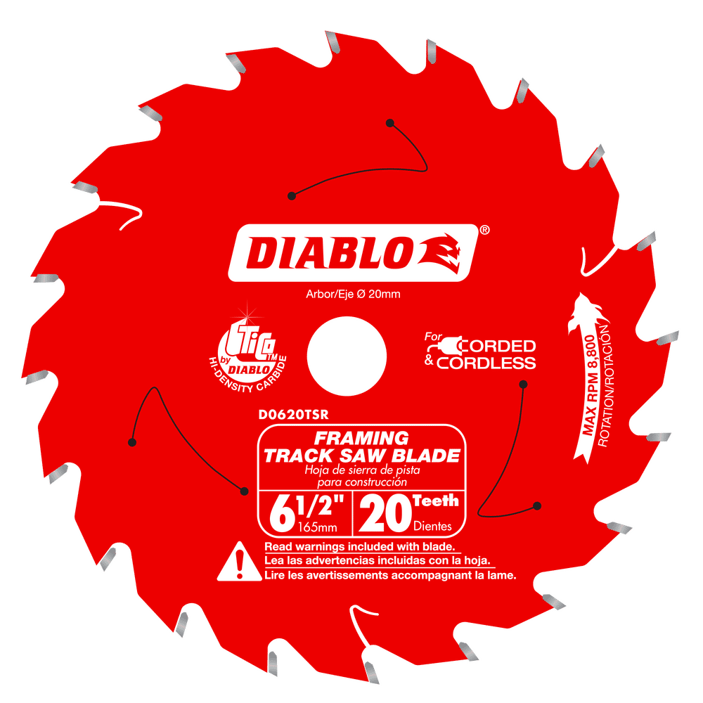 Diablo 6-1/2 in. D X 20 mm Carbide Tipped Track Saw Blade 20 teeth 1 pk