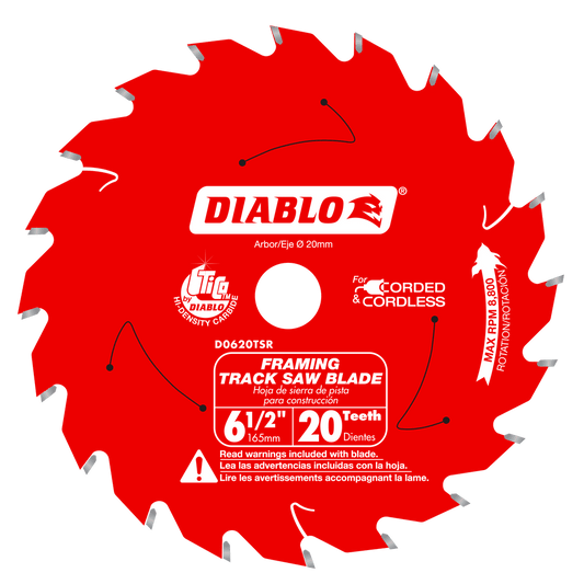 Diablo 6-1/2 in. D X 20 mm Carbide Tipped Track Saw Blade 20 teeth 1 pk