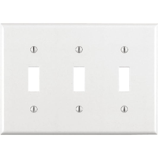 Leviton White 3 gang Thermoset Plastic Toggle Wall Plate 1 pk