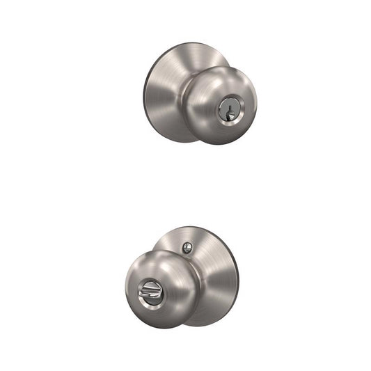 Schlage Plymouth Satin Nickel Entry Door Knob 1-3/4 in.