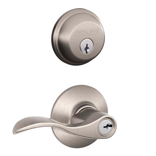 Schlage Accent Satin Nickel Deadbolt and Entry Door Knob 1-3/4 in.