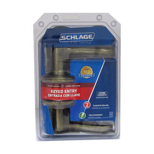 Schlage Flair Antique Brass Entry Door Knob 1-3/8 in.