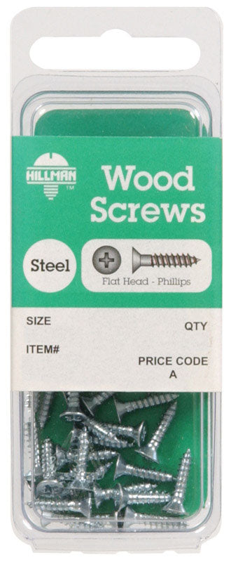 HILLMAN No. 8 X 3/4 in. L Phillips Zinc-Plated Coarse Wood Screws 20 pk