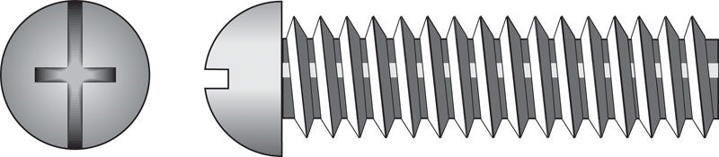 HILLMAN No. 10-24 Ga. X 1/2 in. L Combination Round Head Zinc-Plated Steel Machine Screws 100 pk