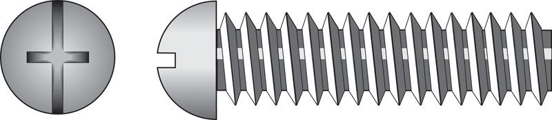 HILLMAN No. 10-24 Ga. X 2-1/2 in. L Combination Round Head Zinc-Plated Steel Machine Screws 100 pk