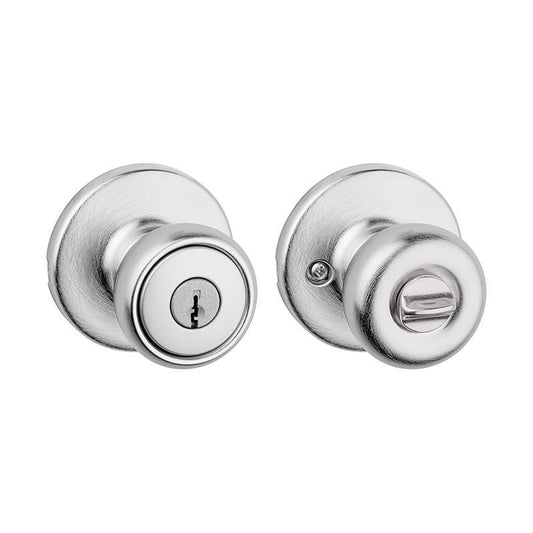 Kwikset SmartKey Tylo Smart Key Satin Chrome Entry Door Knob 1-3/4 in.