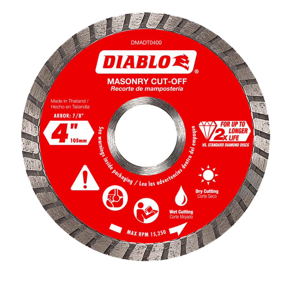 Diablo 4 in. D X 7/8 in. X .08 in. thick Diamond Masonry Cut-Off Disc 1 pk