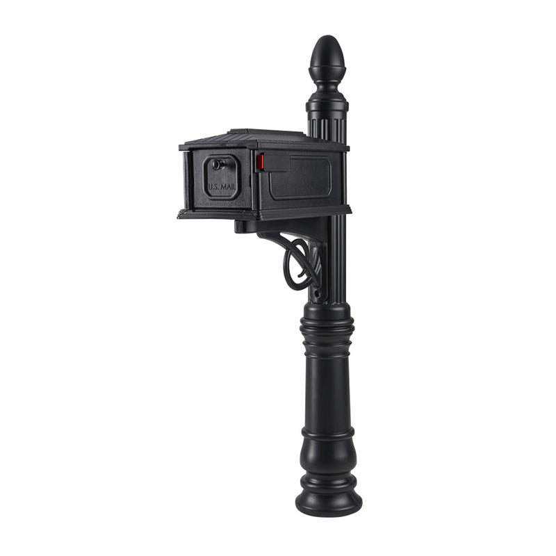 Architectural Mailboxes Stratford Decorative Plastic Post Mount Black Mailbox and Post Kit