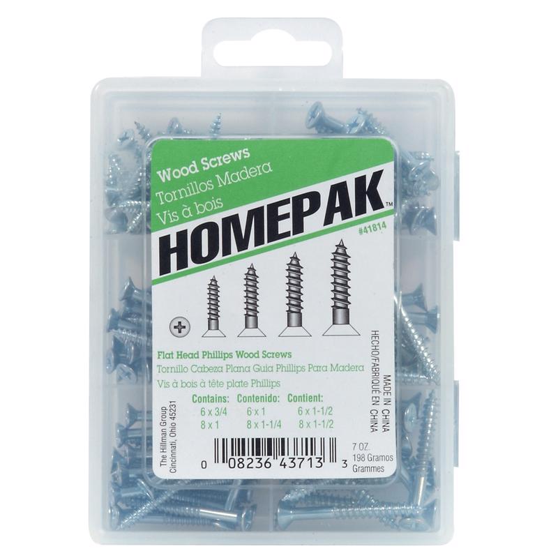 HILLMAN Homepak Assorted Ga. X Various in. L Phillips Zinc-Plated Coarse Wood Screw Assortment 120 p