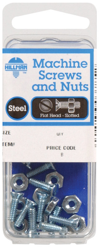 HILLMAN No. 6-32 Ga. X 1 in. L Slotted Flat Head Zinc-Plated Steel Machine Screws 10 pk