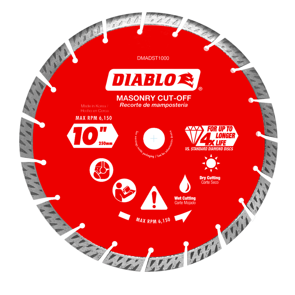 Diablo 10 in. D X 1 in. X .102 in. thick Diamond Turbo Rim Masonry Cut-Off Disc 1 pk