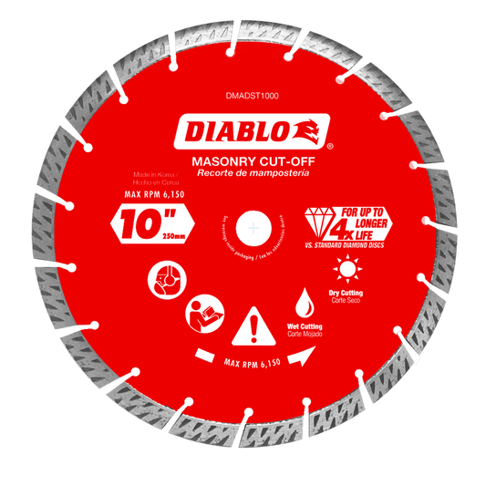 Diablo 10 in. D X 1 in. X .102 in. thick Diamond Turbo Rim Masonry Cut-Off Disc 1 pk