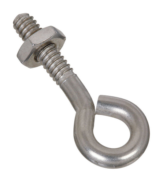 National Hardware 3/16 in. X 1-1/2 in. L Stainless Stainless Steel Eyebolt Nut Included