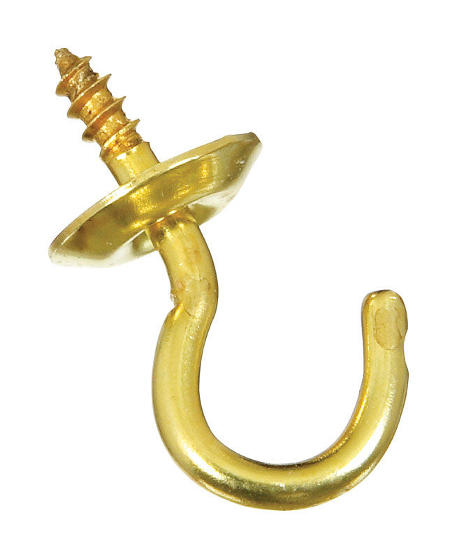 National Hardware Small Gold Solid Brass 1/2 in. L Cup Hook 1 pk
